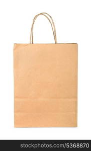 Brown paper shopping bag isolated on white