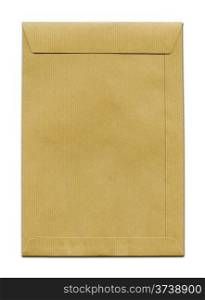 Brown paper textured envelope isolated on white with clipping path. Brown paper envelope