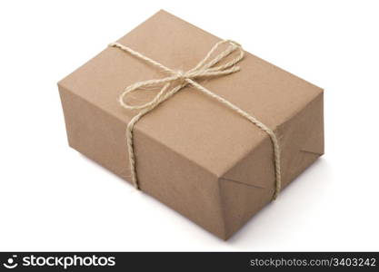 Brown parcel. Brown parcel, isolated, white background