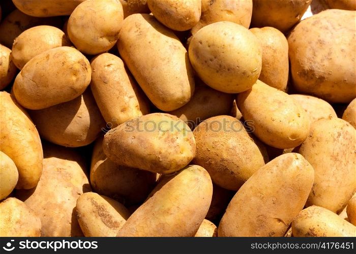 brown potatoes pattern texture in market