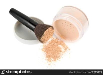 Brown powder and black brush isolated