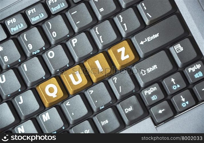 Brown quiz key on keyboard