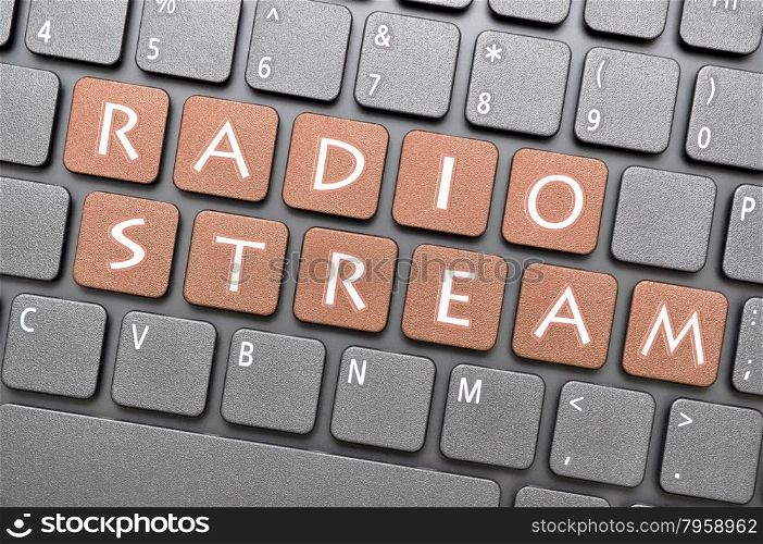 Brown radio stream key on keyboard