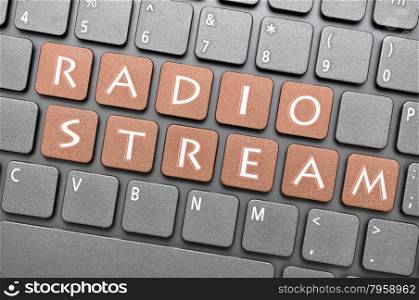Brown radio stream key on keyboard