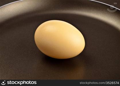 brown raw egg on frying pan