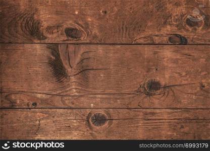 Brown reddish wood boards. Rustic wooden tabletop. Wood texture for backdrop use. The surface of old dark wooden background.