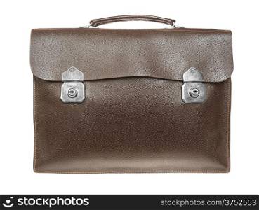 brown retro briefcase isolated on white background