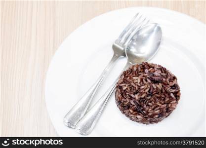Brown rice in a white dish
