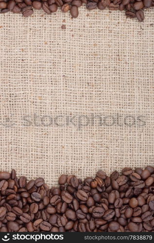 Brown roasted coffee beans. Shot in a studio