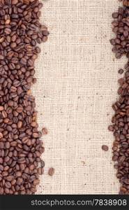 Brown roasted coffee beans. Shot in a studio