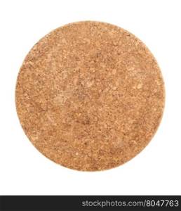 Brown Round Cork Coaster Isolated on White Background