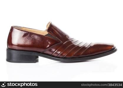 brown shoes pair. Fashion concept with male shoes on white