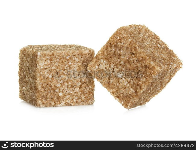 Brown sugar cubes, isolated on white background