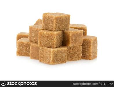 brown sugar cubes isolated on white background