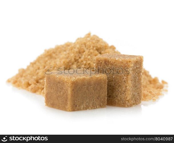 brown sugar cubes isolated on white background