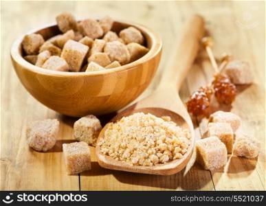 brown sugar on wooden table