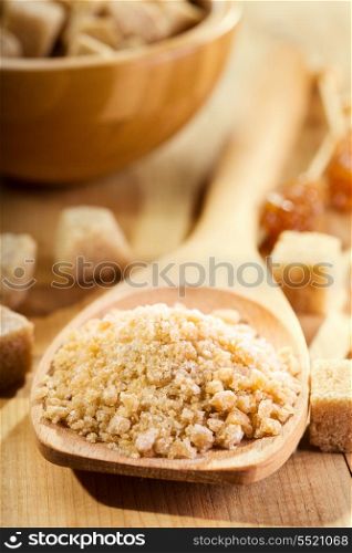 brown sugar on wooden table