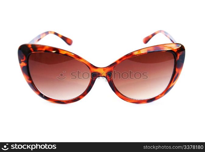 Brown sunglasses isolated on white background.