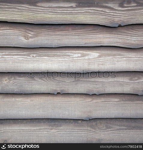 brown varnished planks on outside wall of old barn on farm