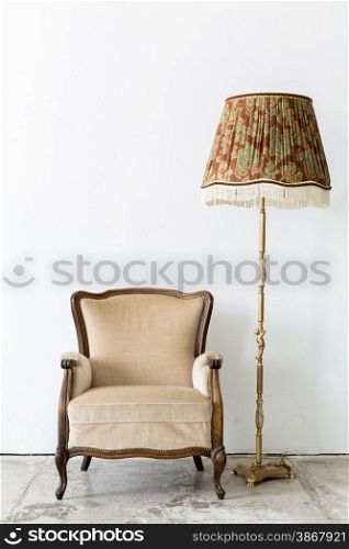 brown Vintage retro style Chair with lamp