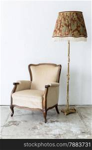 brown Vintage retro style Chair with lamp