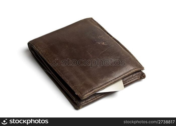 Brown wallet with credit card isolated on white background