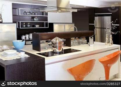 Brown wood kitchen modern stainless steel decoration house
