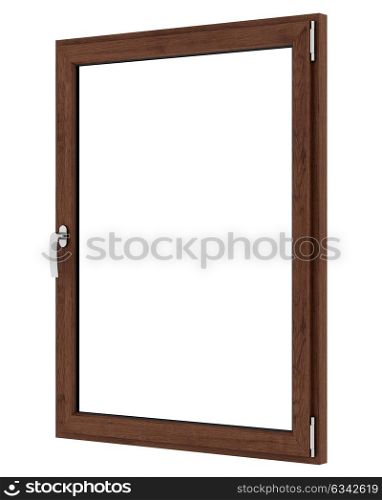 brown wooden window isolated on white background. 3d illustration