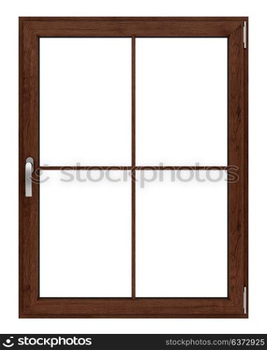 brown wooden window isolated on white background. 3d illustration