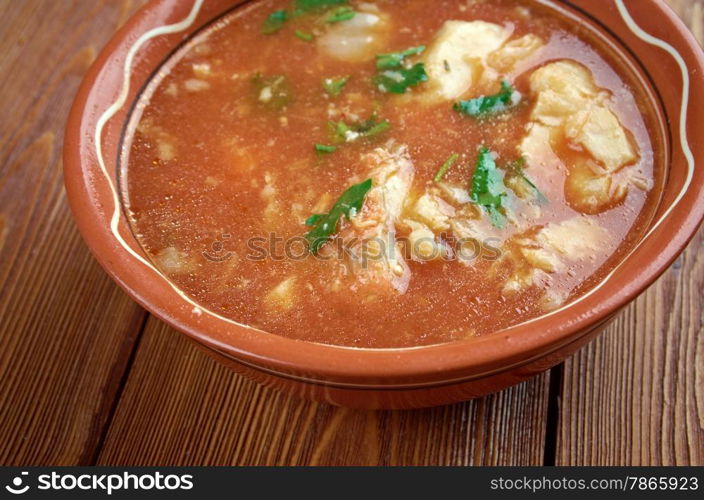 Brudet - fish stew made in Dalmatia, Primorje and Istria