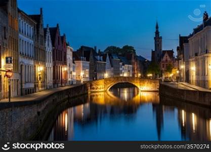 Bruges (Brugge) canal in the evening, Belgium