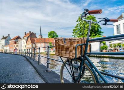 Bruges (Brugge) cityscape with bike, Flanders, Belgium