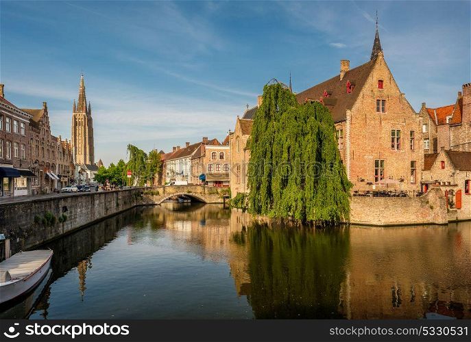 Bruges (Brugge) cityscape with water canal, Flanders, Belgium