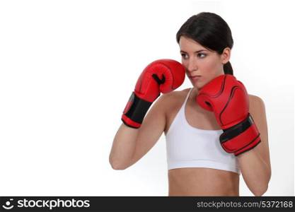 Brunette female boxer
