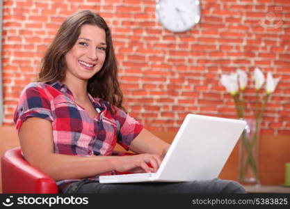 Brunette with computer