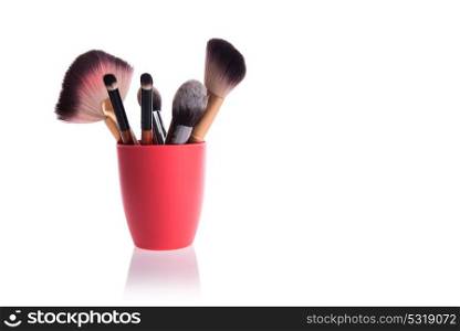 Brush for applying cosmetic make-up isolated on white
