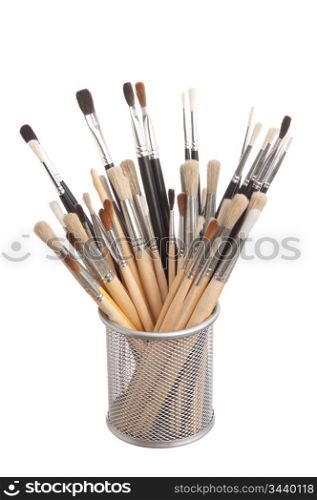 brush to paint in the basket isolated on a white background