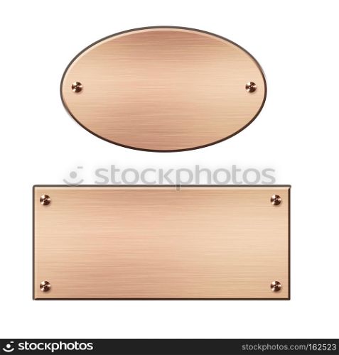 Brushed metal, rose gold plate, nameboard, sign background template.