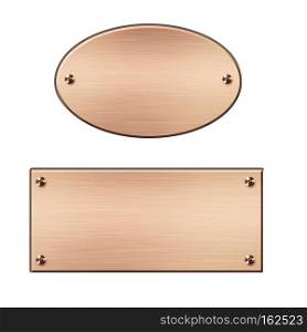 Brushed metal, rose gold plate, nameboard, sign background template.