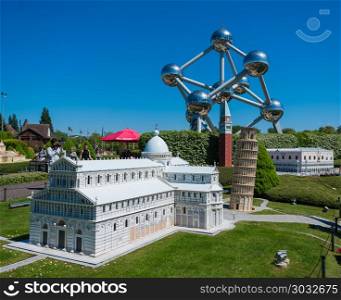 BRUSSELS, BELGIUM - 05 MAY 2018: Mini Europe is a miniature mode. BRUSSELS, BELGIUM - 05 MAY 2018: Mini Europe is a miniature models of Europe &rsquo;s famous landmarks