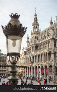 BRUSSELS, BELGIUM -February 17, 2014: historic guildhall at the Grand Place in Brussels, Belgium. historic guildhall at the Grand Place