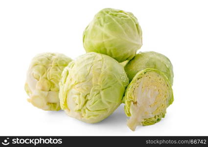 Brussels sprouts isolated on white background.