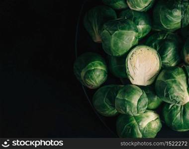 Brussels sprouts on Black background