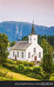 Bruvik Lutheran Church, island Osteroy Norway Hordaland county. Bruvik Lutheran Church, island Osteroy Norway