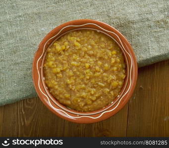 Bryja . Slush - a rare porridge or zacierka, dish characteristic of the ancient Germans, Celts and Slavs drawn up on the basis of overcooked beans or porridge,