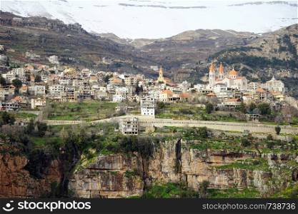 BSHARRI, LEBANON - CIRCA APRIL 2019 View from opposit side of valley