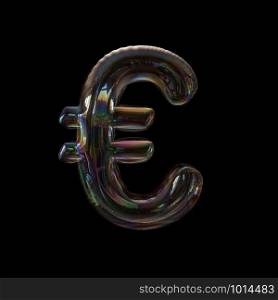 Bubble euro currency sign - 3d transparent money symbol isolated on black background. This alphabet is perfect for creative illustrations related but not limited to Water, childhood, fragility...
