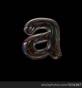 Bubble letter A - Small 3d transparent font isolated on black background. This alphabet is perfect for creative illustrations related but not limited to Water, childhood, fragility...