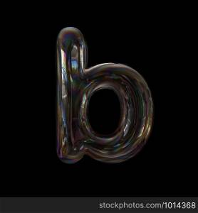 Bubble letter B - Small 3d transparent font isolated on black background. This alphabet is perfect for creative illustrations related but not limited to Water, childhood, fragility...