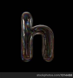 Bubble letter H - Small 3d transparent font isolated on black background. This alphabet is perfect for creative illustrations related but not limited to Water, childhood, fragility...